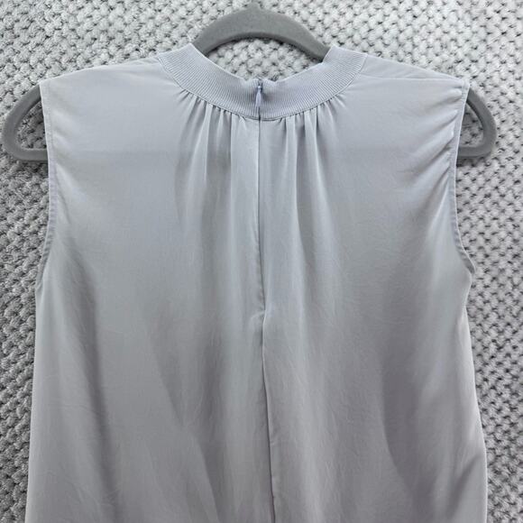 Vince Top Womens XS Blue Silk Mock Neck Sleeveless Lightweight Zip Closure - Picture 6 of 13